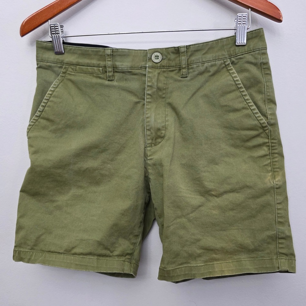 Eubi Mens Olive Green Chino Shorts Size S 7 Inch Inseam Cotton Stretch Casual